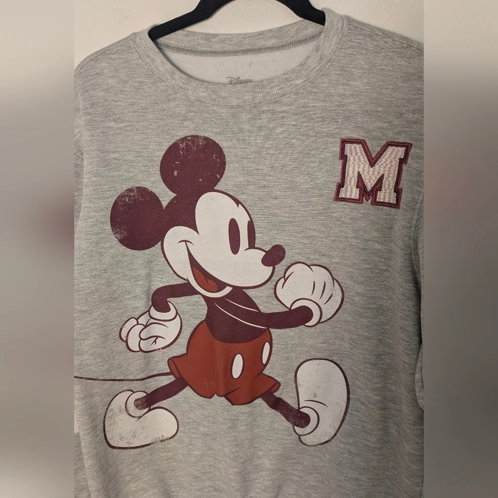 Disney Women's Mickey Mouse sweatshirt Crew Neck Size XS Light Gray EUC - Picture 4 of 10